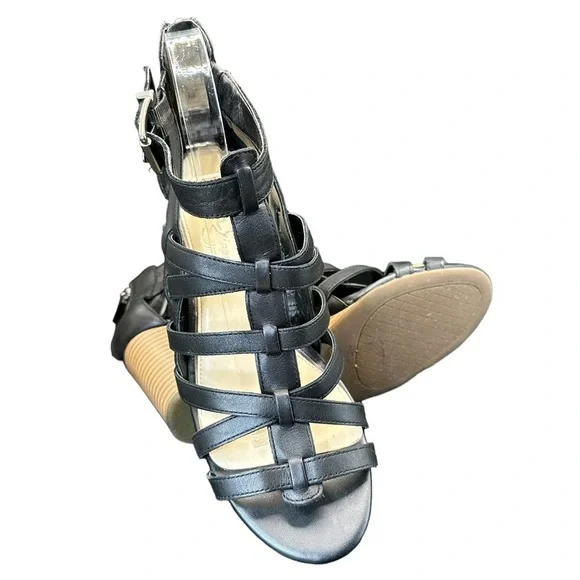 Jessica Simpson Strappy Gladiators Wedge Sandals Black Size 9.5. - Picture 4 of 11